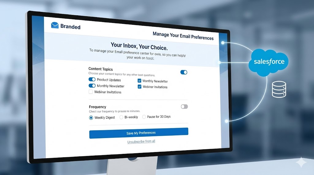 Custom Preference Center UI wireframe